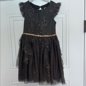 Cat & Jack Gray Girls S 6/6X Dress with Gold Accents